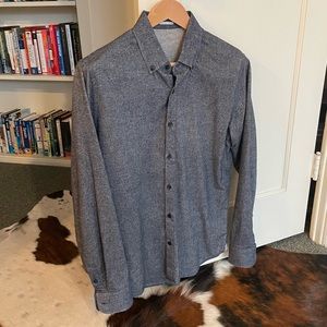 Men’s Medium Textured Dark Blue Homecore Button-Down
